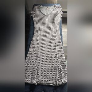 Gray/Silver Crochet Knit Dress with cotton lining. pete
